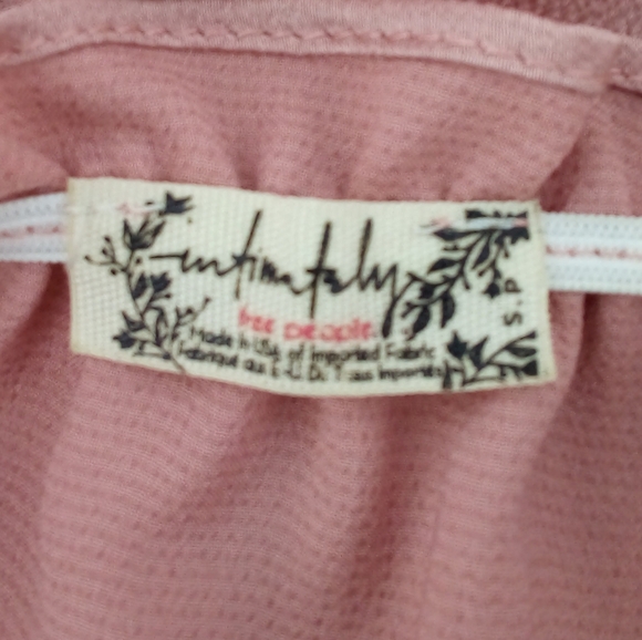 Free People Intimately Pink Salmon Dusty Elastic Ruffle Crop Tube Top Satin S - Picture 2 of 9